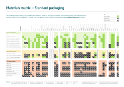 Materials matrix &ndash; Standard packaging Page 11 - On
