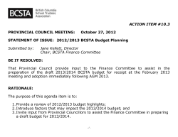 2013/2014 Budget Discussion