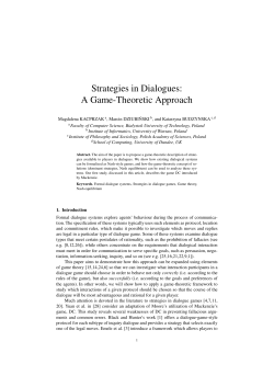 Strategies in Dialogues: A Game-Theoretic Approach