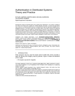 Authentication in Distributed Systems: Theory and Practice