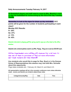 Daily Announcements Tuesday February 14, 2017 All Basketball