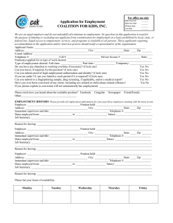 For office use only - Coalition For Kids