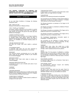 MALAYSIA AIRLINES BERHAD General Conditions of Carriage 1
