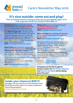 Carers Newsletter May 2016 It`s nice outside: come out and play!