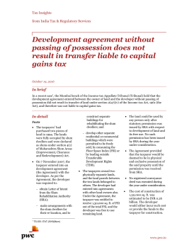 Development agreement without passing of possession