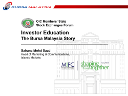 Investor Education - The Bursa Malaysia Story Sairana Mohd