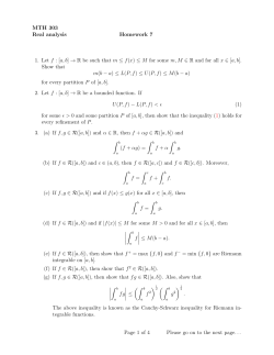MTH 303 Real analysis Homework 7 1. Let f : [a, b] &rarr; R be such that