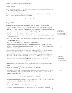 Math 331, Day 24: The Mean Value Theorem