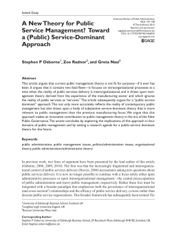 A New Theory for Public Service Management? Toward a