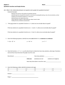 quad functions and graphs review File