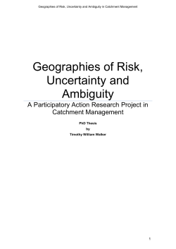 Geographies of Risk, Uncertainty and Ambiguity