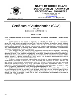Certificate of Authorization (COA)