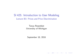SI 425: Introduction to User Modeling