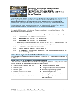 Adopted IRWM Plan and Proof of Formal Adoption