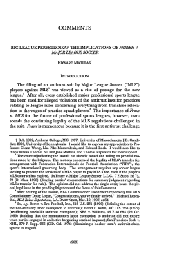 Big League Perestroika the Implications of Fraser v. Major League
