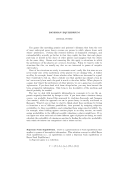 BAYESIAN EQUILIBRIUM The games like matching