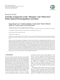 Auricular Acupuncture at the &ldquo;Shenmen&rdquo; and &ldquo;Point Zero&rdquo; Points