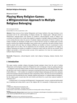 Playing Many Religion-Games: a Wittgensteinian Approach to
