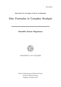 Disc Formulas in Complex Analysis