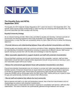 The Equality Duty and NITAL September 2016