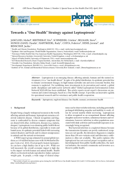 Towards a &ldquo;One Health&rdquo; Strategy against