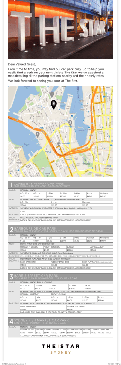 SYDNEY FISH MARKET CAR PARK Dear Valued Guest