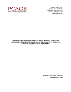 Observations from 2010 Inspections of Domestic Annually