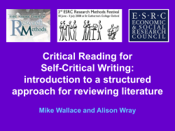 Critical Reading for Self-Critical Writing