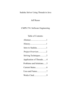 Sudoku Solver Using Threads in Java Jeff Russo CMPS 374