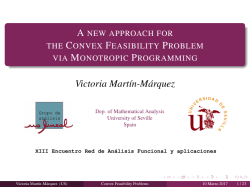 A new approach for the Convex Feasibility Problem via Monotropic