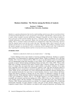 Business Intuition: The Mortar among the Bricks of Analysis