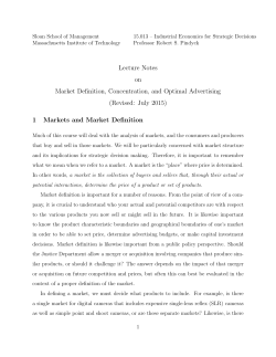 Market Definition, Concentration, and Advertising