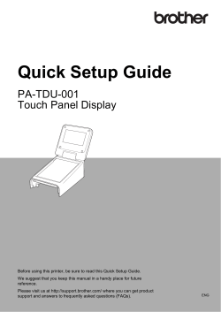 Quick Setup Guide - PA-TDU-001 Touch Panel Display