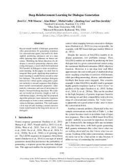 Deep Reinforcement Learning for Dialogue Generation