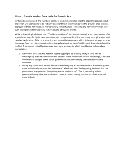 Abstract: From the Numbers Game to the End Game in Syria In