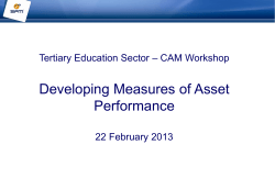 Developing Measures of Asset Performance