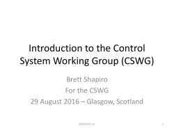 Introduction to the Control System Working Group (CSWG)