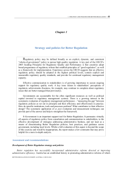 Chapter 1 Strategy and policies for Better Regulation
