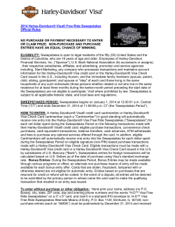 Harley-Davidson&reg; Visa&reg; Free Ride Sweepstakes Official Rules