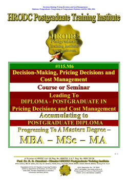 Decision-Making, Pricing Decisions and Cost Management Leading