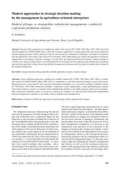 Modern approaches in strategic decision