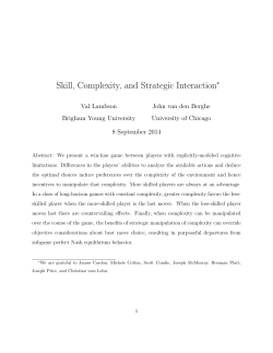 Skill, Complexity, and Strategic Interaction