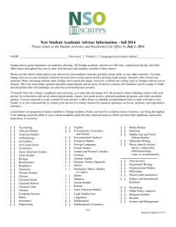 New Student Academic Adviser Information &ndash; fall 2014