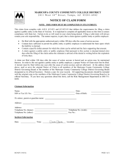 Notice of Claim Form - Maricopa Community Colleges
