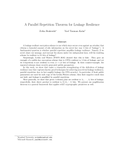 A Parallel Repetition Theorem for Leakage Resilience