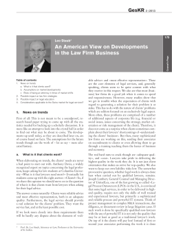 An American View on Developments in the Law Firm Business