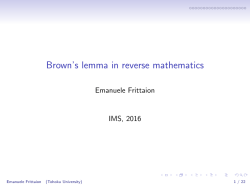 Brown`s lemma in reverse mathematics