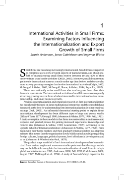International Activities In Small Firms