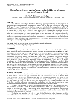 effects of hatching egg weight and length of storage period on