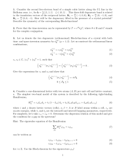1. Consider the second free-electron band of a simple cubic lattice